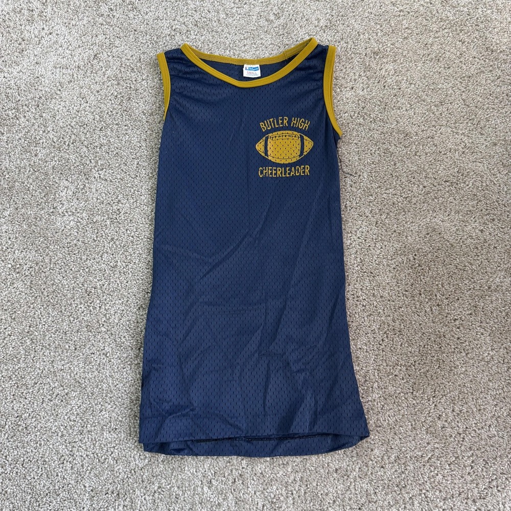 Vintage Champion Tank Top Youth Small Blue Butler High Cheerleader Mesh Jersey